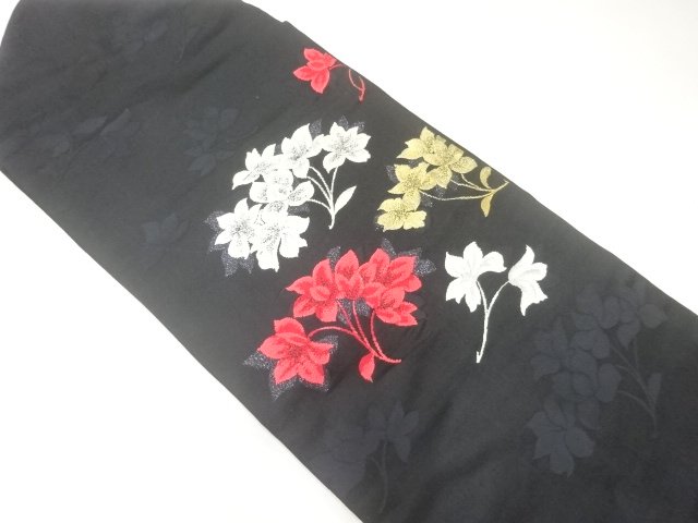 JAPANESE KIMONO / ANTIQUE NAGOYA OBI / SILK / WOVEN FLOWER